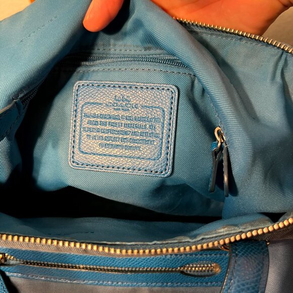 COACH Nylon & Leather Teal Zip Closure Shoulder Tote 35500 - Picture 8 of 8